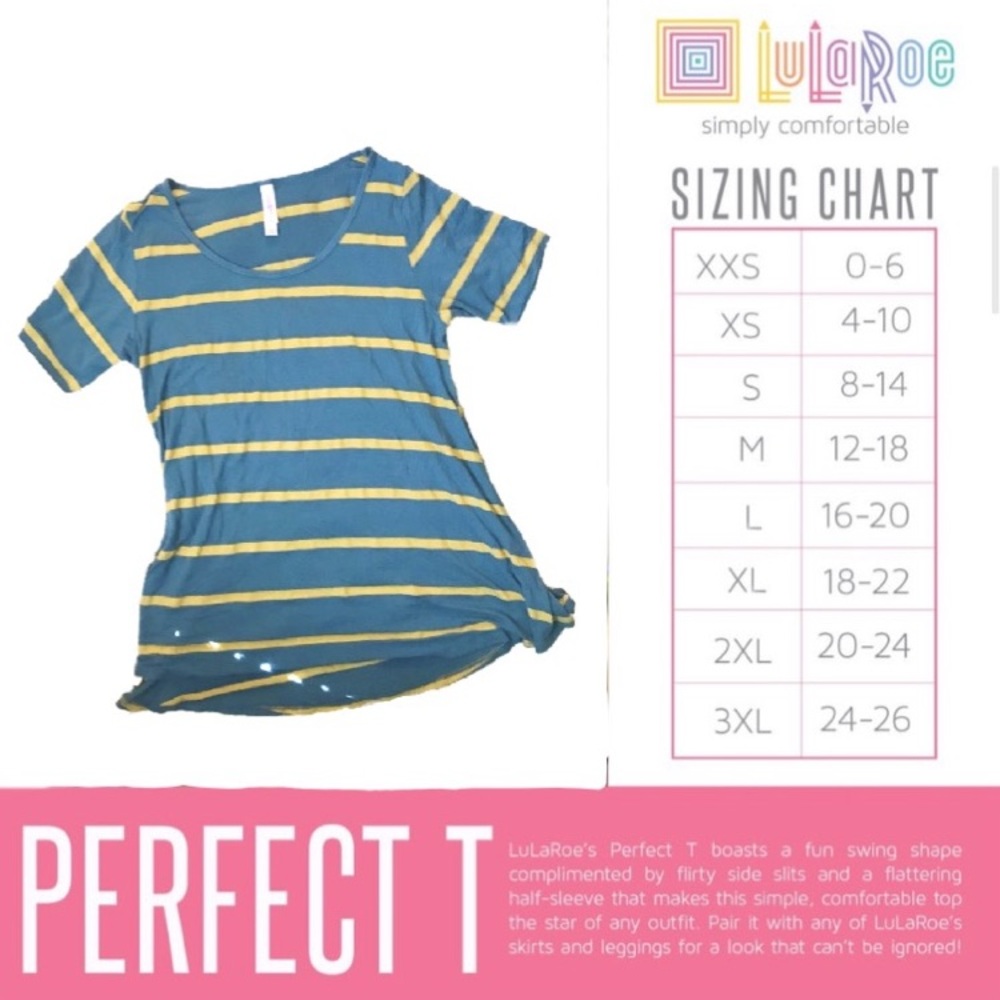 LuLaRoe Blue andYellow Striped Tee